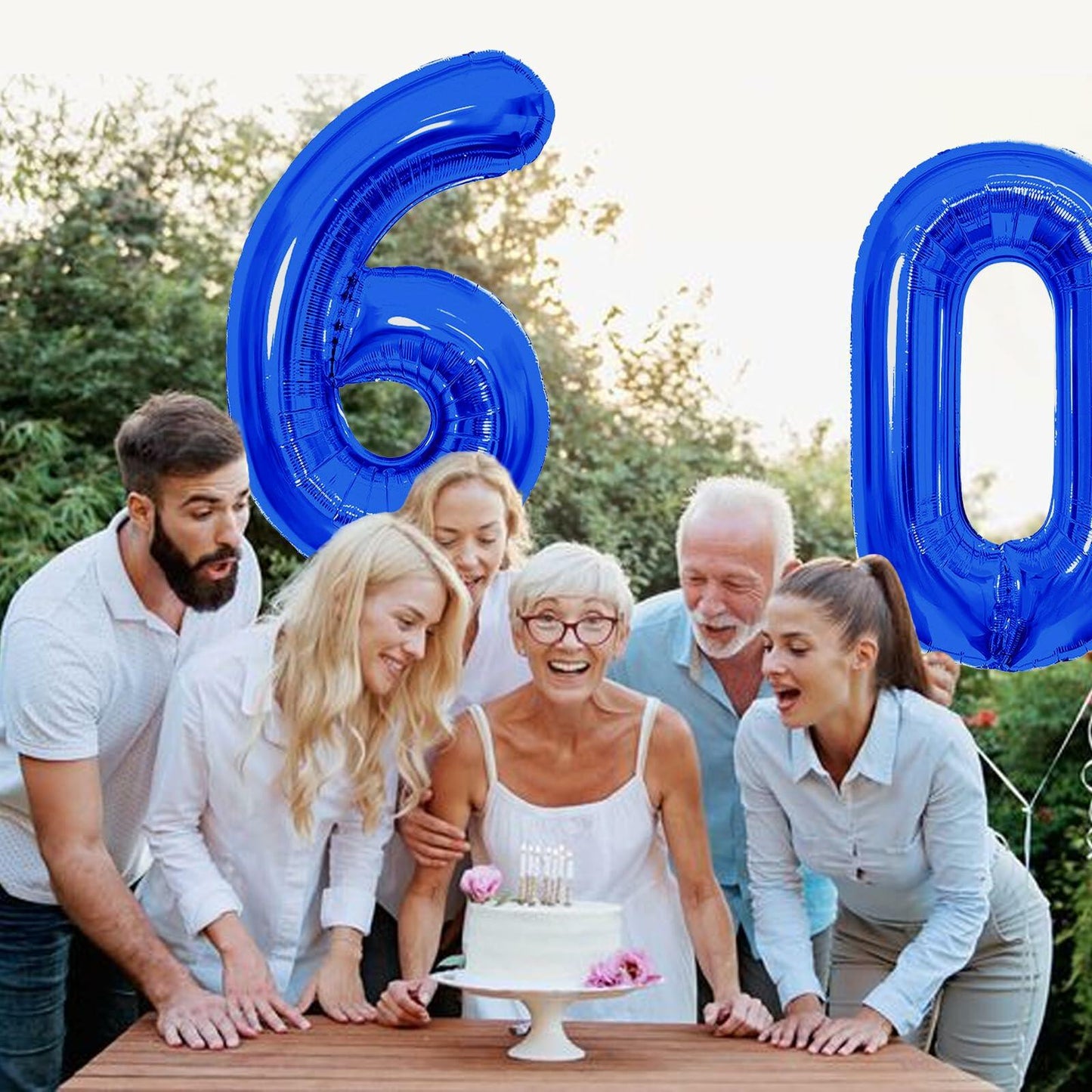 SINBEE 40 Inch Navy Blue 60 Number Jumbo Mylar Foil Balloon 2 Pack