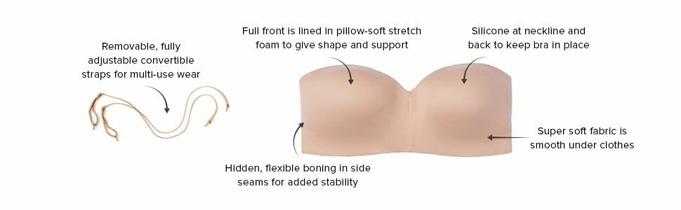 Wacoal Staying Power Wire Free Strapless Convertible Bra Sand Size 36DD