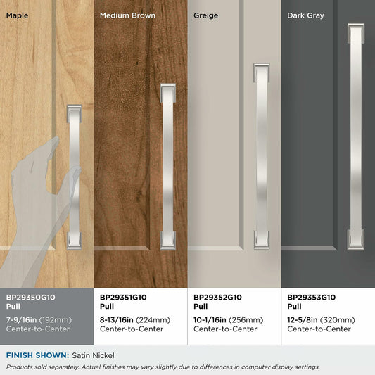 Amerock Candler Satin Nickel Cabinet Pull 7-9/16in Center-to-Center BP29350G10