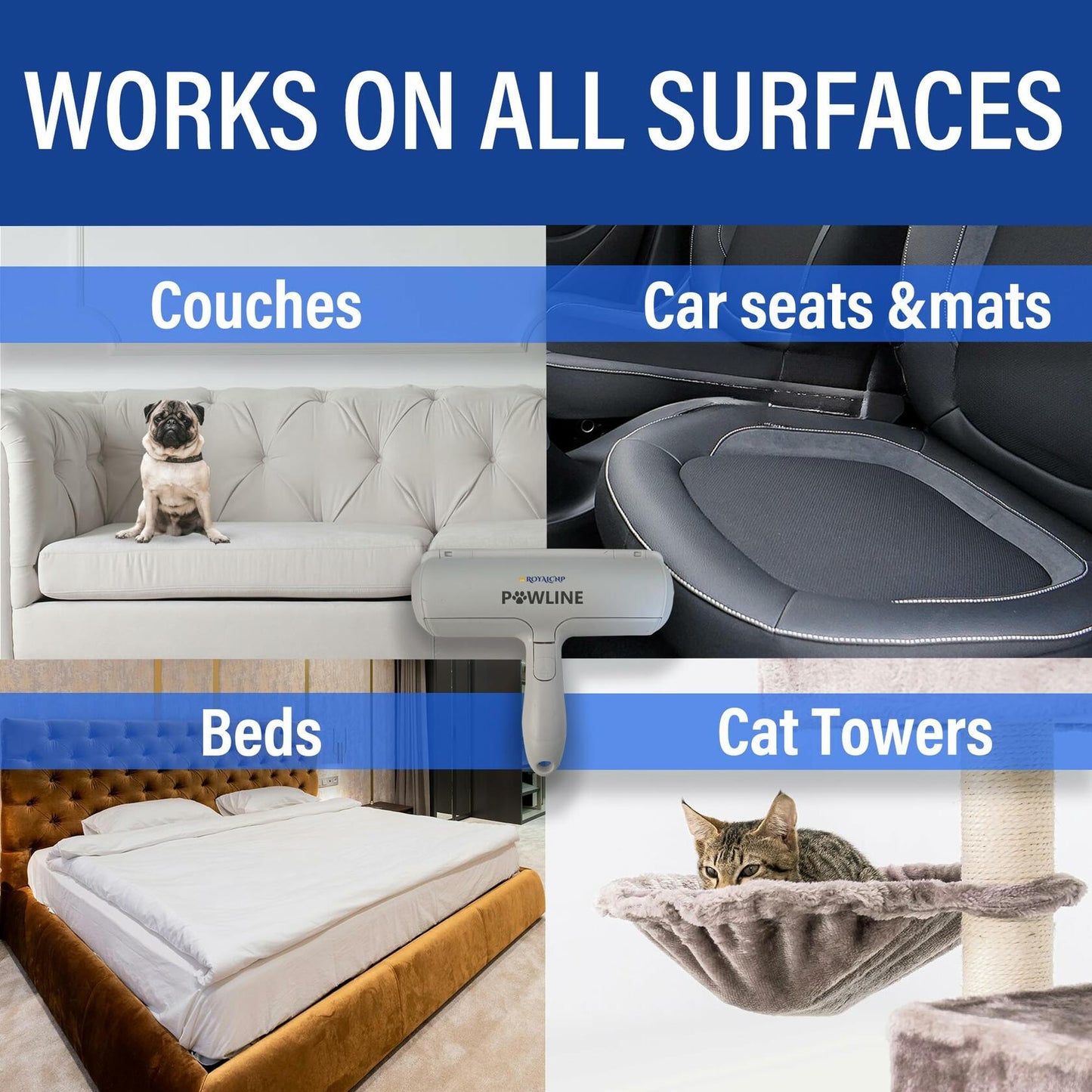 Pawline Pet Hair Remover Lint Roller Reusable for Couch Clothing Carpet