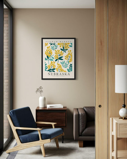 HomeArtPrint Nebraska Flower Market Art Print 8x10 Botanical Poster