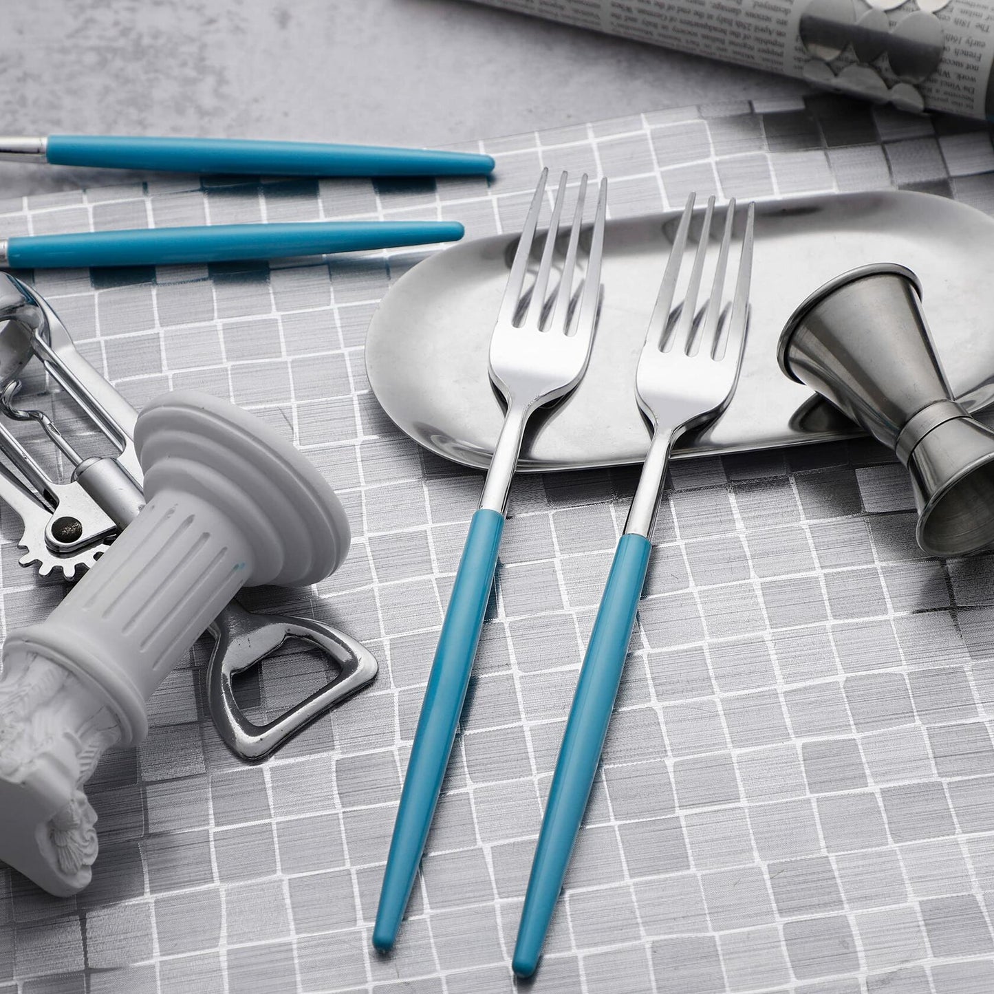 WELLIFE 120pcs Rose Gold Plastic Cutlery Set Forks Knives Spoons Party