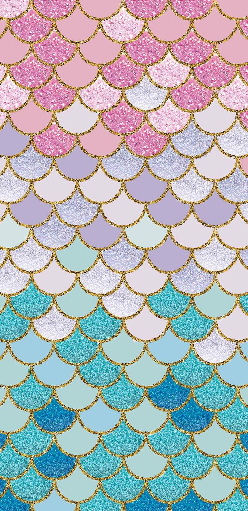 ZDX Mermaid Scales Door Banner Gold Glitter Blue Pink Purple 72.8x35.4in