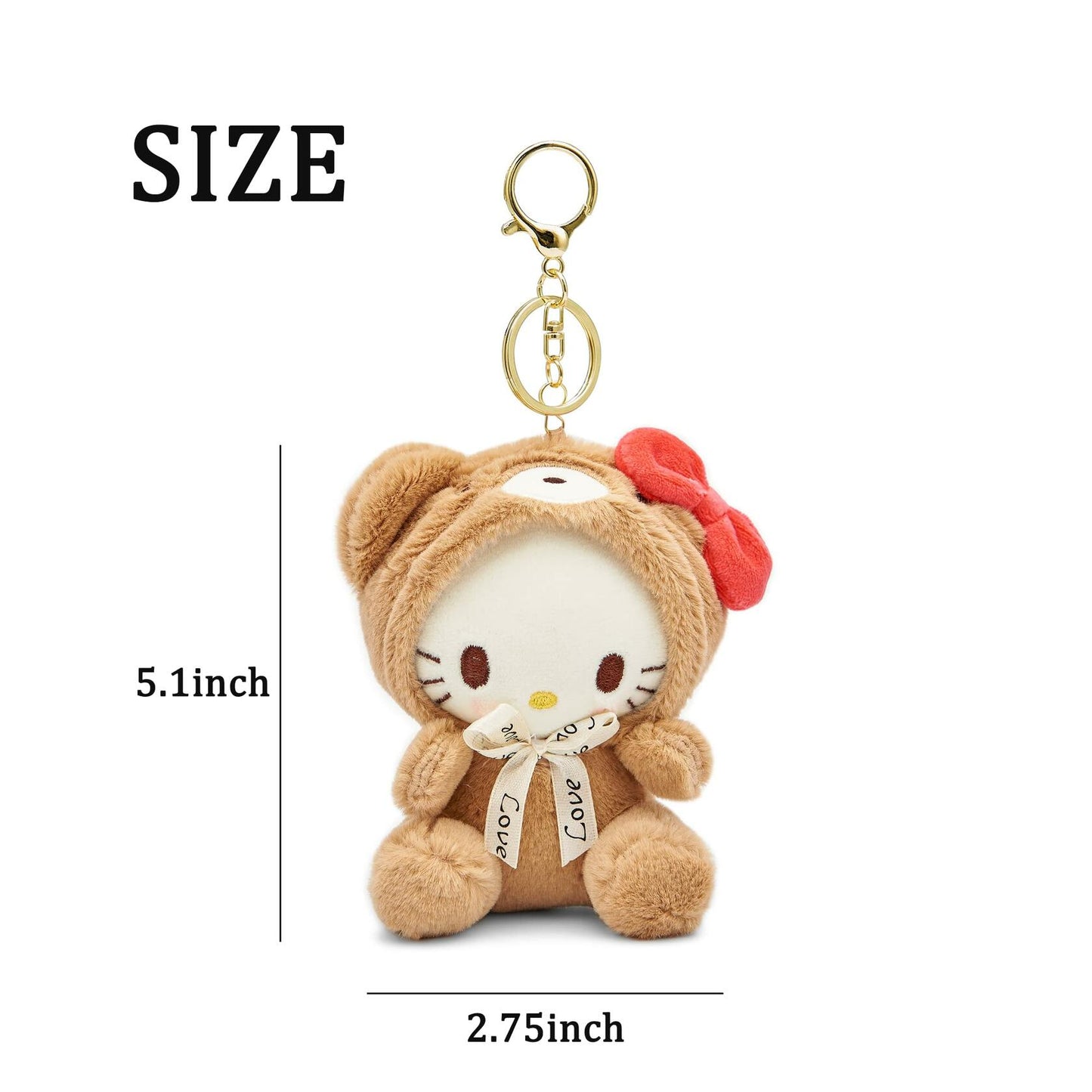 Sicpfuj Plush Keychain 5" Cute Brown Car Charm for Women Girls Size One Size