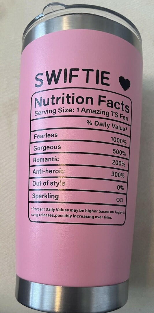 Swiftie 20oz Stainless Steel Travel Tumbler Cup Pink 3-Piece Set Lid