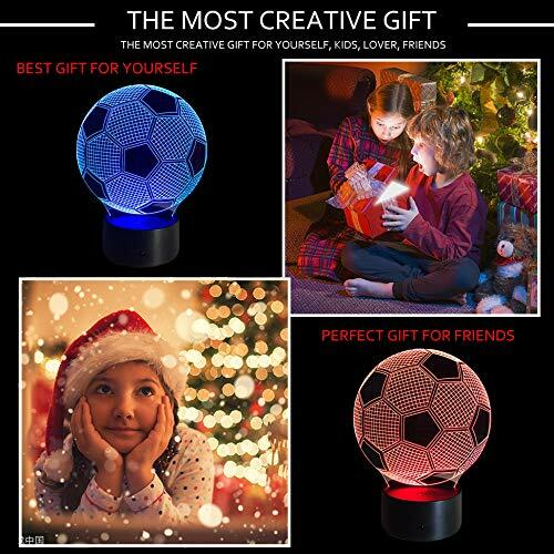 Ticent Soccer 3D Illusion Night Light 7 Color Touch Switch Plastic 5V