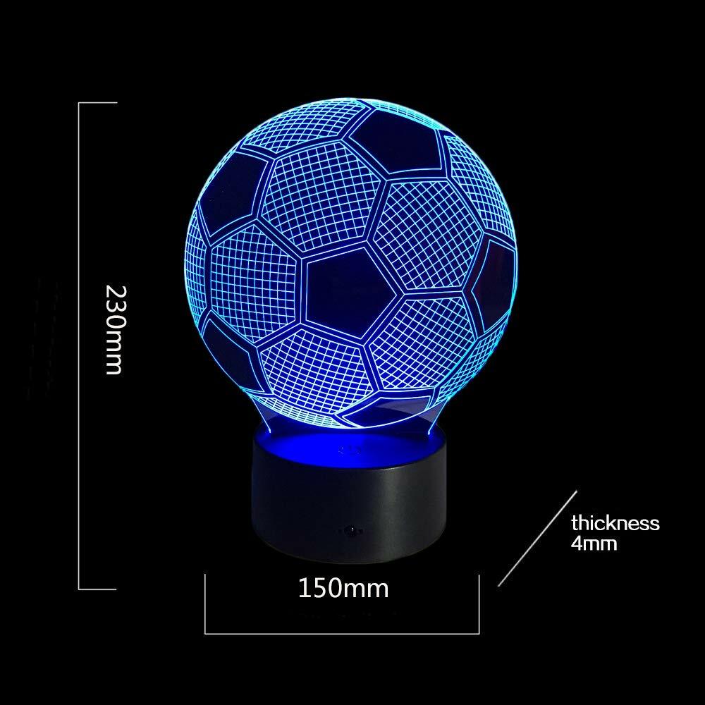 Ticent Soccer 3D Illusion Night Light 7 Color Touch Switch Plastic 5V