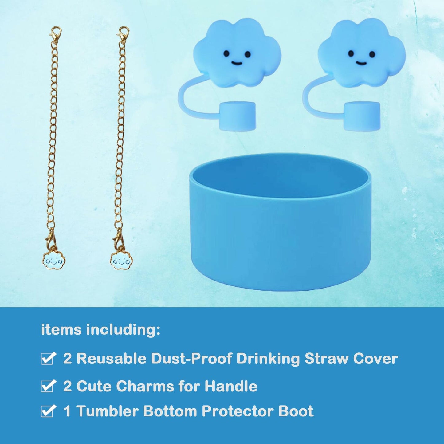 RGQHM Stanley Cup Accessories Set 5PCS 30/40oz Tumbler White Silicone Halloween