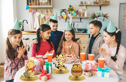 HOTIMO 9PCS Winnie Centerpieces Yellow Paper Honeycomb Birthday Baby Shower