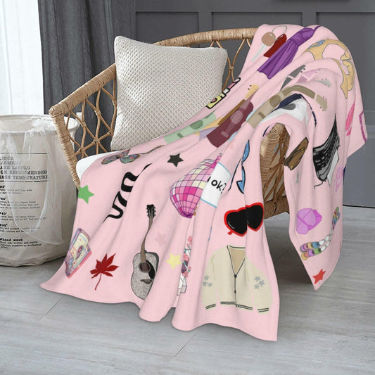 Levionys Music Fans Print Fleece Blanket Pink Purple 50x60 Flannel