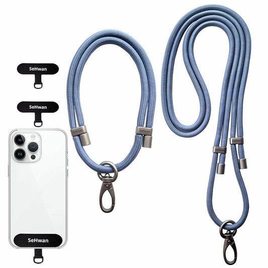 SeHwan 2-Piece Phone Lanyard Set Neck & Wrist Strap Pink Polyester Fashion