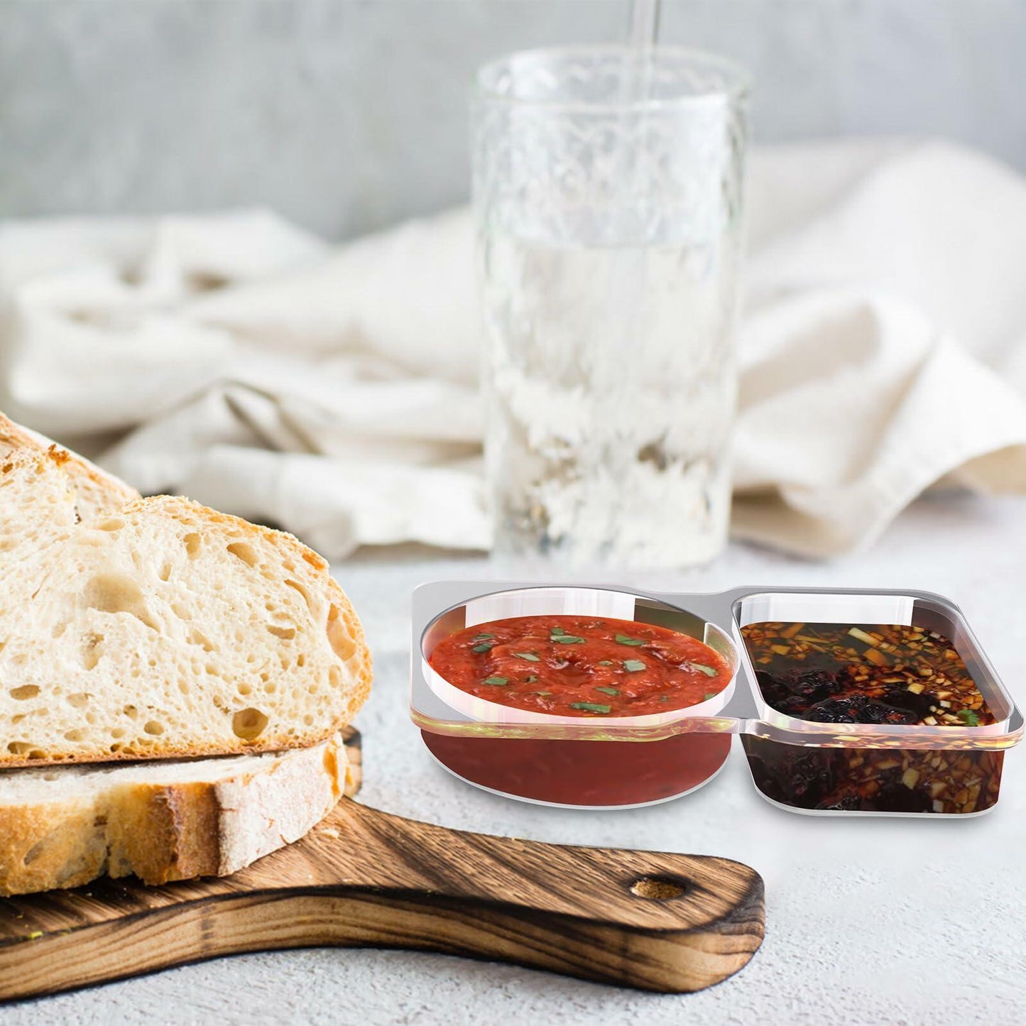 Double Compartment Condiment Containers with Lids 16 PCS Plastic Reusable