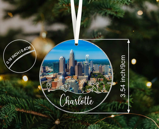 Lerime66 Charlotte City Travel Souvenir Christmas Ornament Acrylic 3.54in