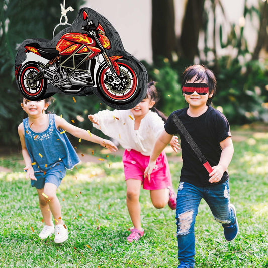 Atiloy Motorcycle Pinata with Stick & Hanging Loop Red Birthday Party