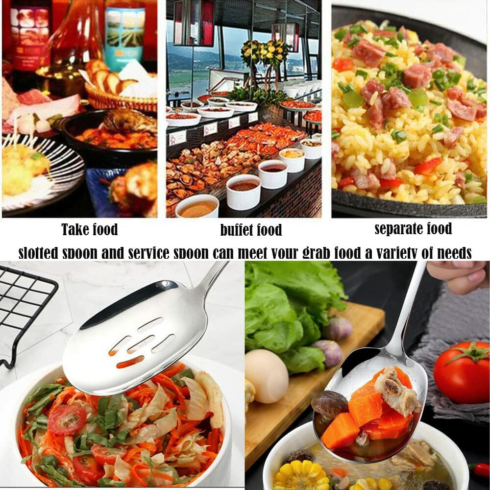 SIAIQIANG 18/8 Stainless Steel Serving Spoons Set 9.8in Silver 2pc