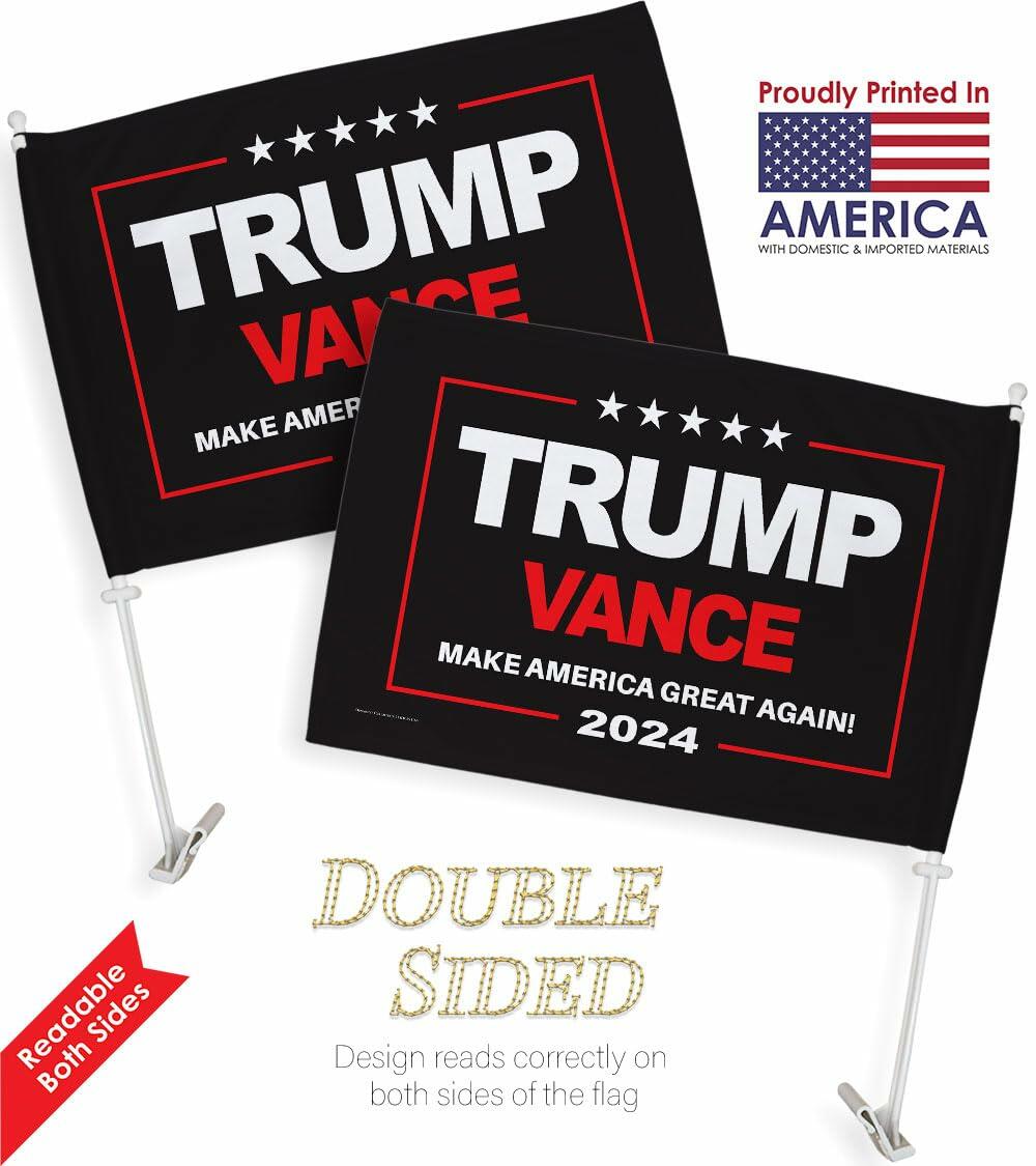 Ornament Collection Trump Vance 2024 Car Flag Window Clip Mount Kit USA