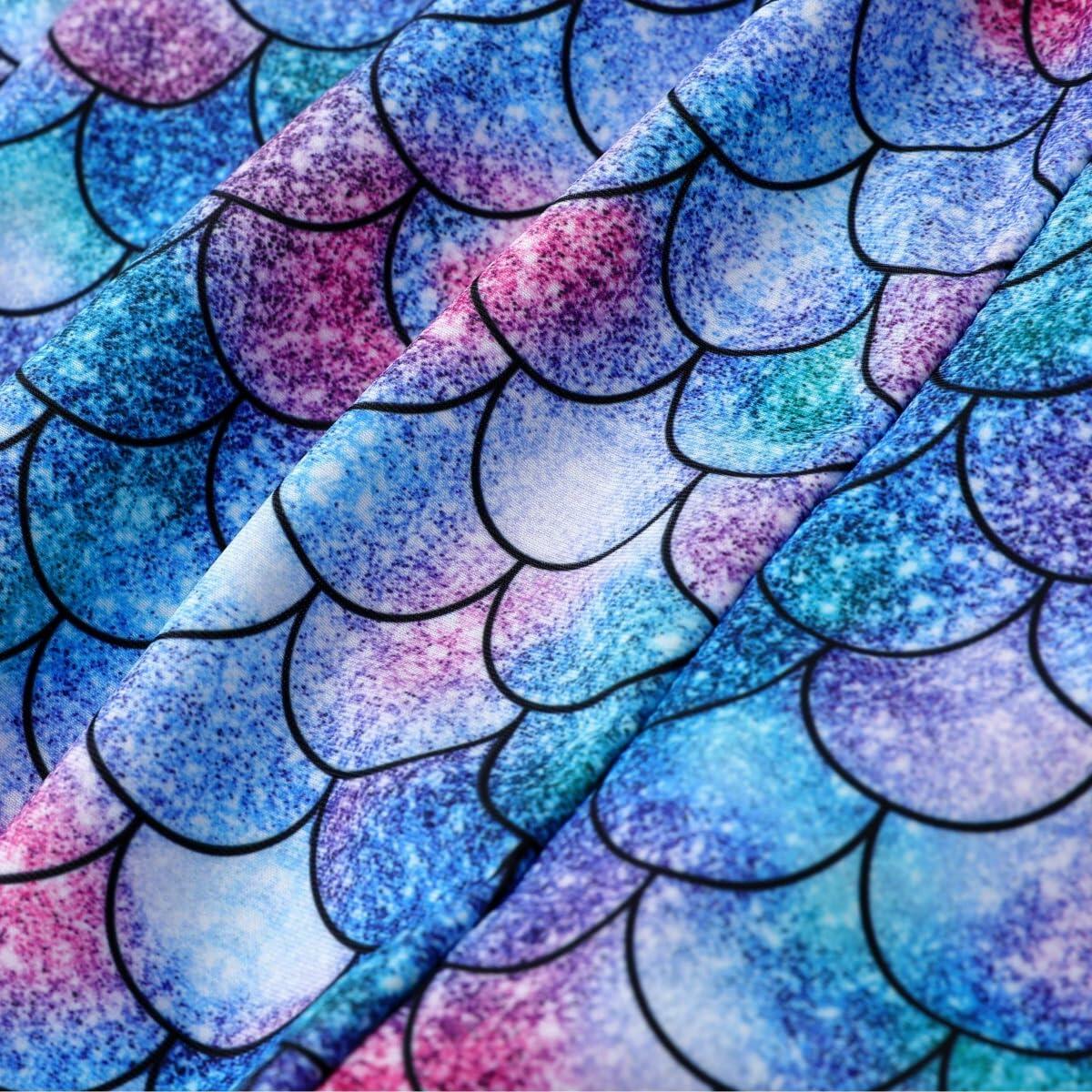 PATPAT Girls 2-Piece Tankini Swimsuit Set Bluegreen Fish Mermaid Size 8-9 Years