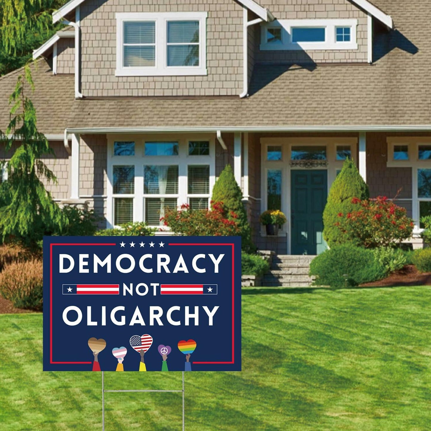 Lnyelxa Let's Go Taco Yard Sign Double Sided 18x12 Blue with Metal Stake