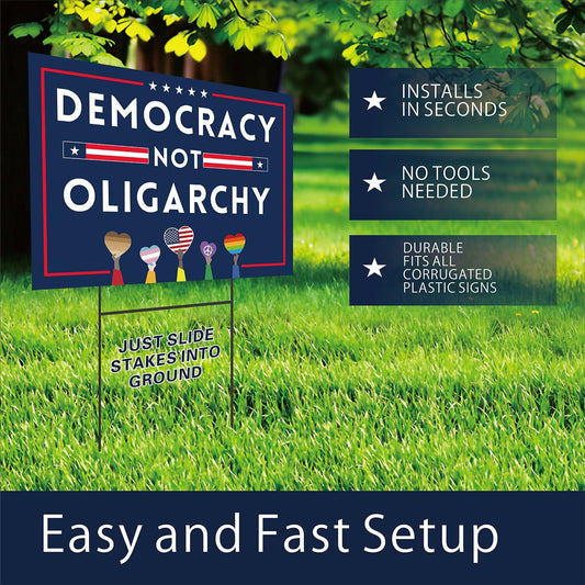 Lnyelxa Let's Go Taco Yard Sign Double Sided 18x12 Blue with Metal Stake