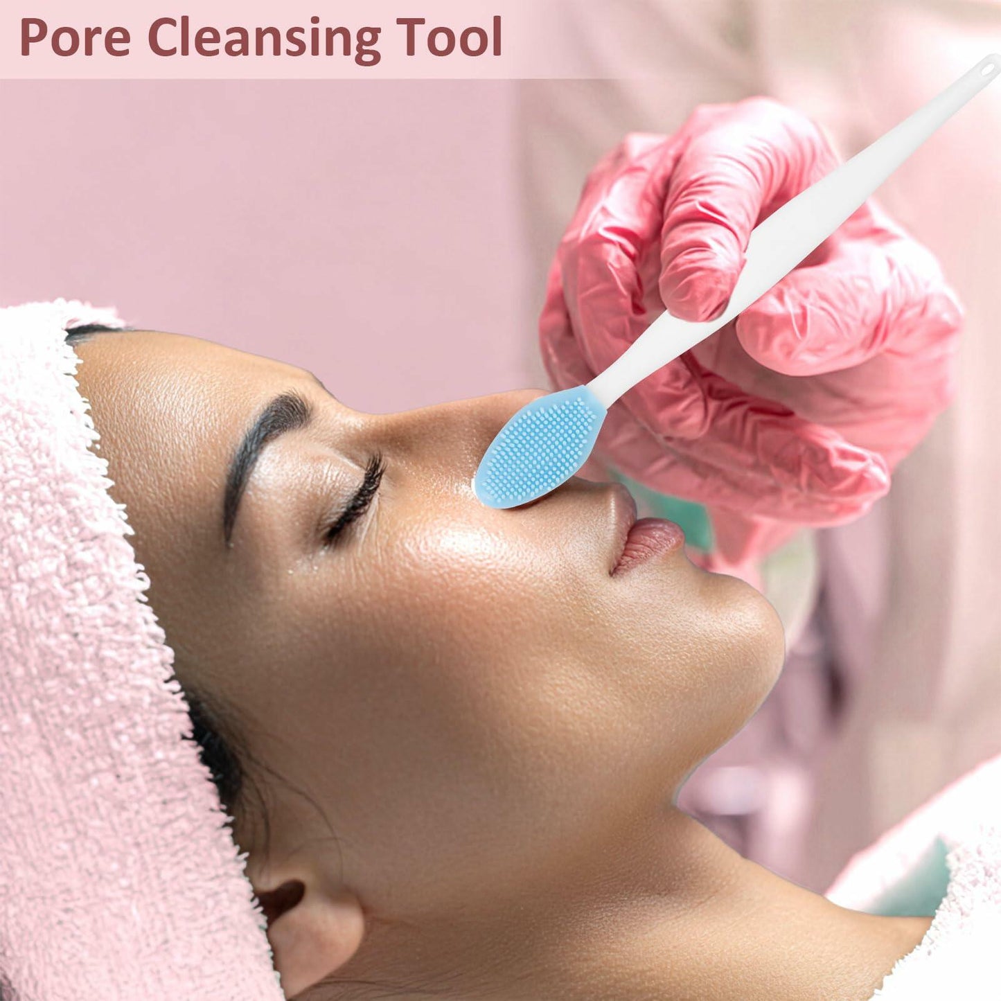 BEVTEE Lip Scrub Brush 10PCS Set Silicone Double-Sided Exfoliator Pink Mint