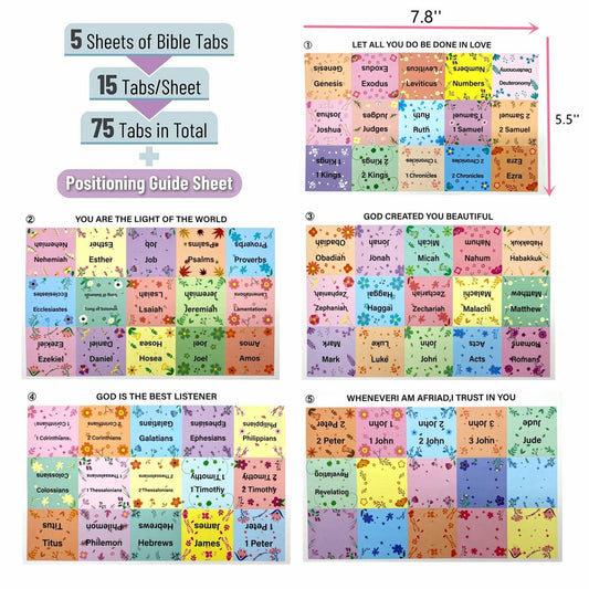 Hayodo Laminated Bible Tabs 75 Index Tabs Multicolor Easy Navigation
