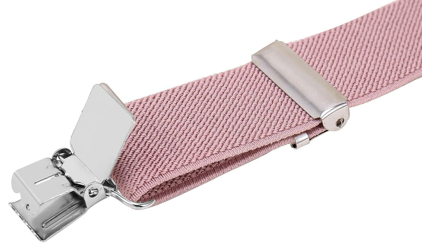 Pzle Boys' Bow Tie and Suspenders Set Adjustable Elastic 30 Inches Blush Pink