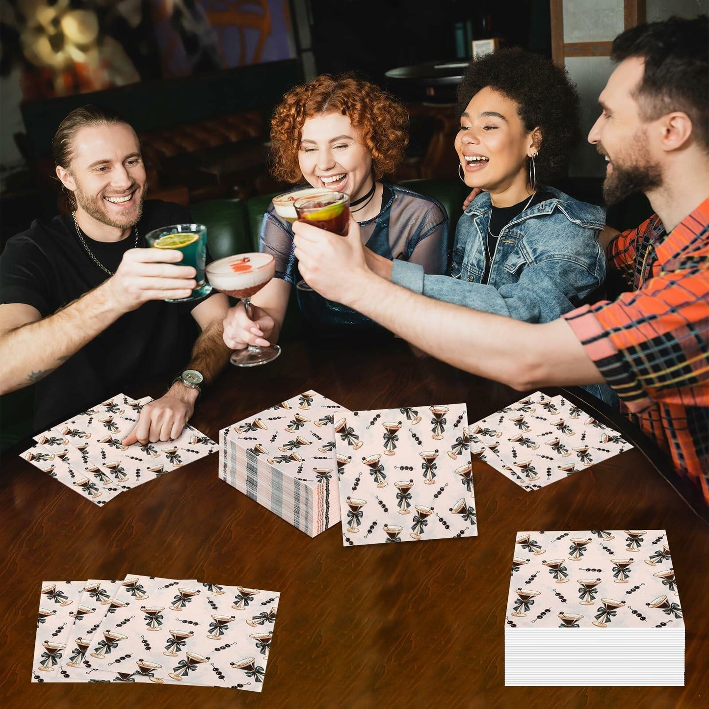 CHUNNIN Espresso Martini Napkins 50 PCS Brown Pink Disposable Paper Party