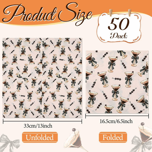 CHUNNIN Espresso Martini Napkins 50 PCS Brown Pink Disposable Paper Party