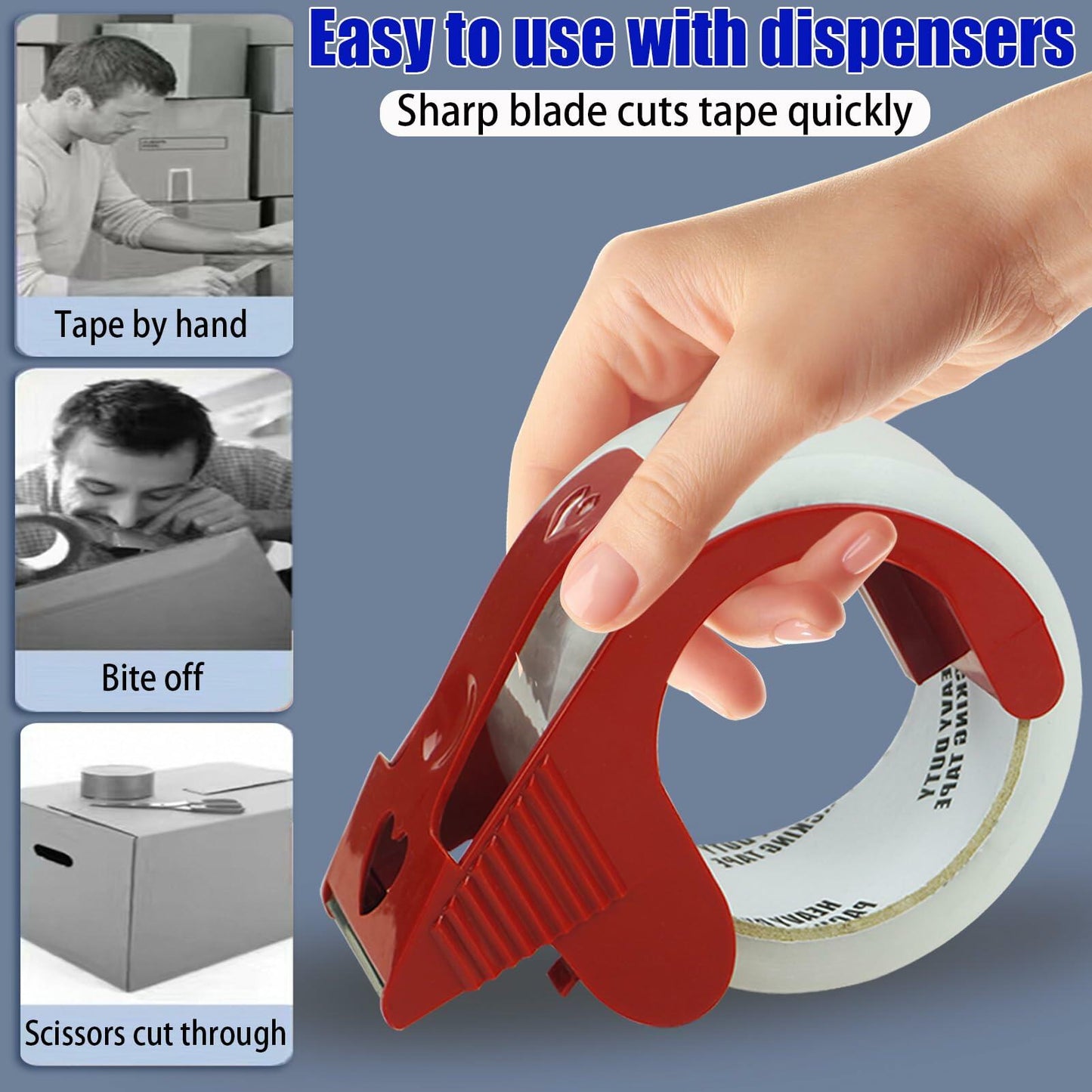 Frascati Heavy Duty Packing Tape 18 Pack 1.88in x 60yd Clear with 3 Dispensers