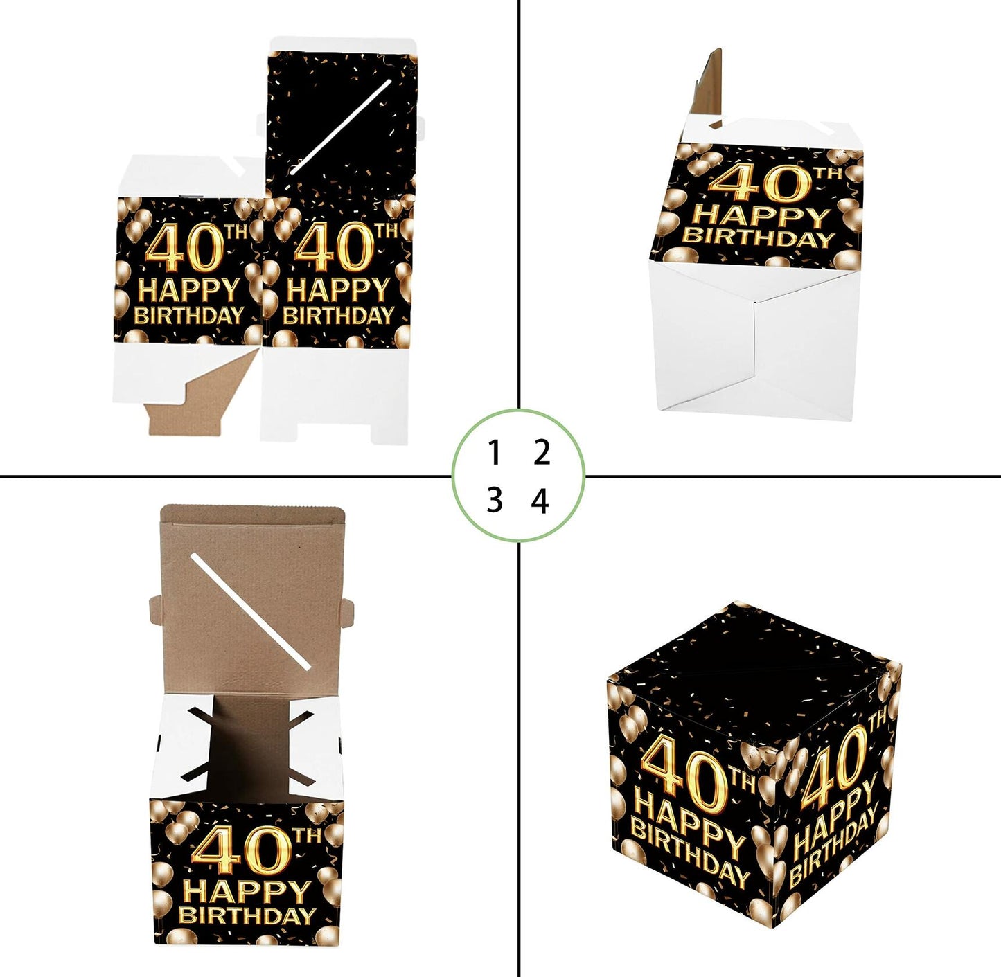 Keydaat 40th Birthday Card Box Black Gold Party Supplies Money Box 1 PC