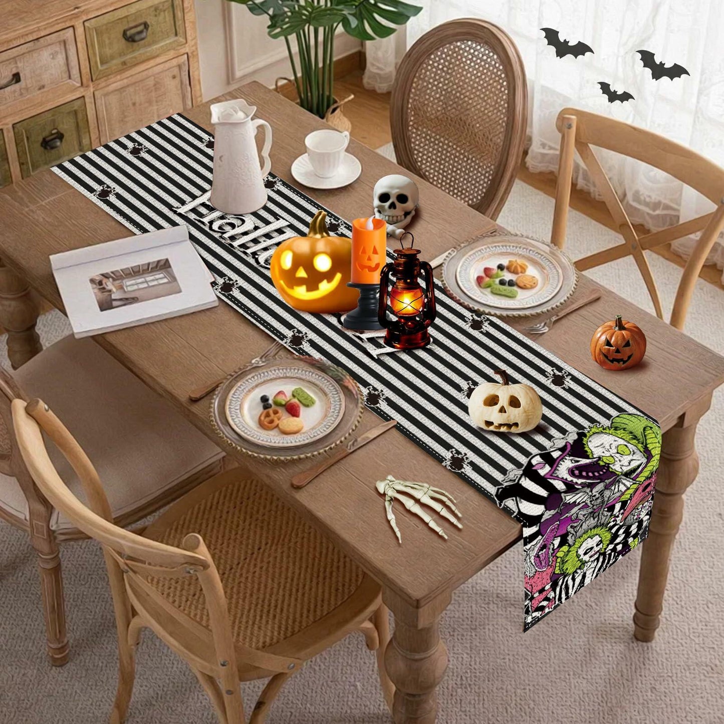 Halloween Table Runner Black Seasonal Party Decor 13x72 Inch