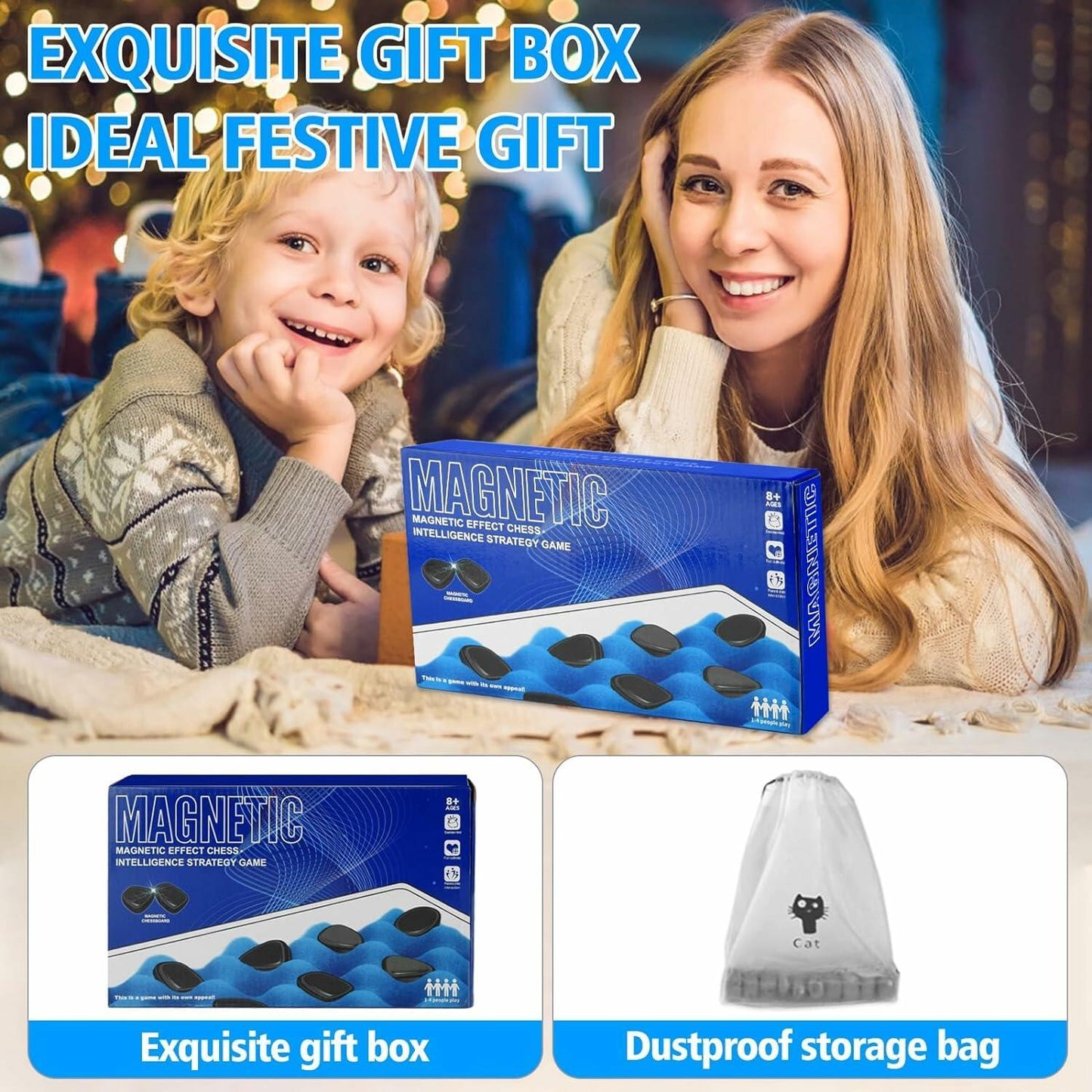 COVBOARD Magnetic Chess Game Tabletop Strategy Family Fun with Rope Sponge