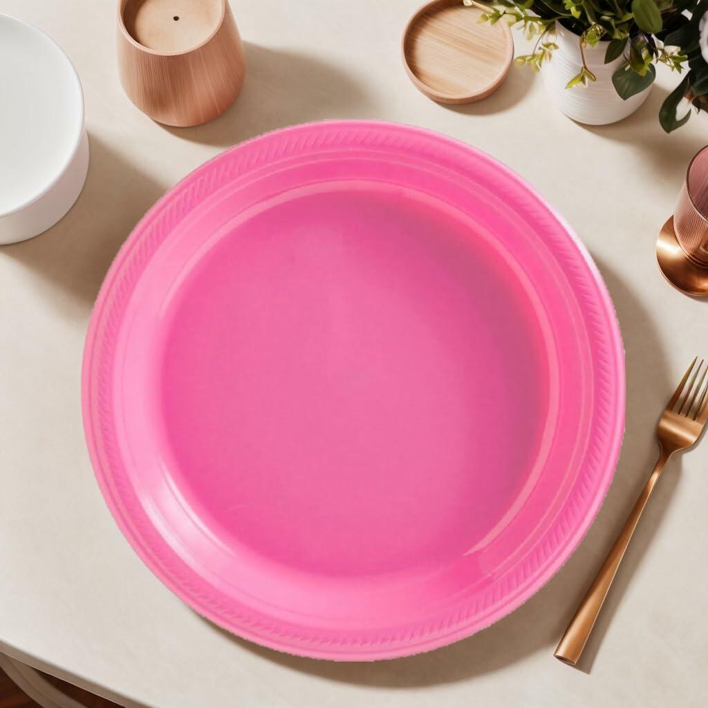 Suertestarry 102 Pcs Party Plates Napkins Set Rose Pink for 20 People