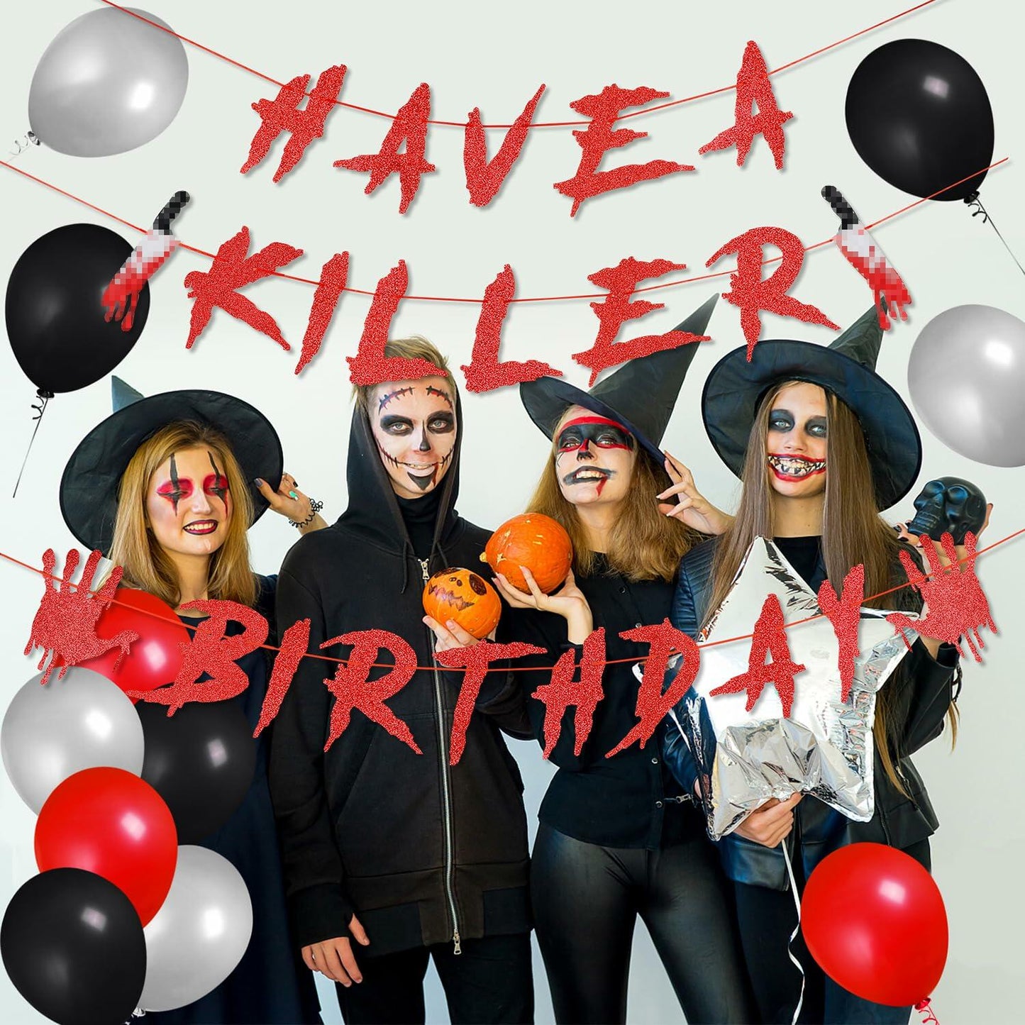 LeeSky Red Have A Killer Birthday Banner Halloween Horror Party Decoration