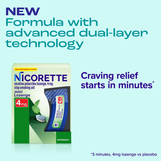 Nicorette Mini Nicotine Lozenges 4mg Peppermint Flavor 101ct