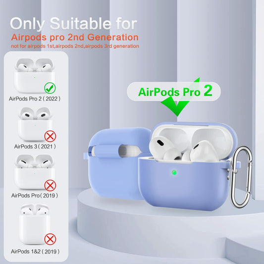 BOBEN AirPods Pro 2 Case Silicone Cover with Lanyard Keychain Blue