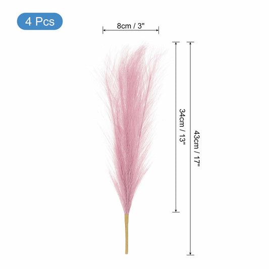 uxcell Faux Pampas Grass 17in 6 Stem 4pcs Red Brown Decor Wedding Home