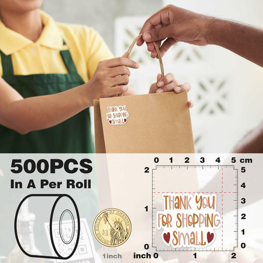 Parzcot Thank You for Shopping Stickers Roll 500pcs Boho Handmade