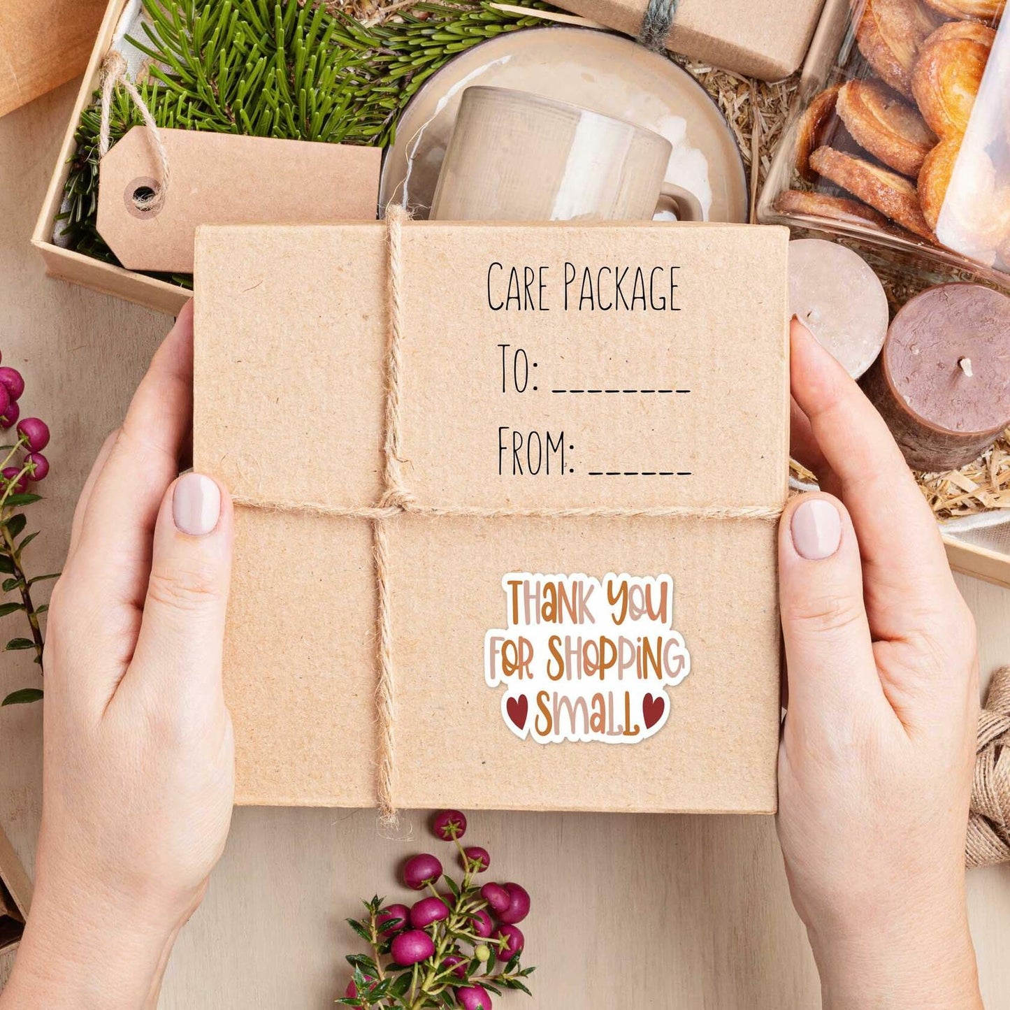 Parzcot Thank You for Shopping Stickers Roll 500pcs Boho Handmade