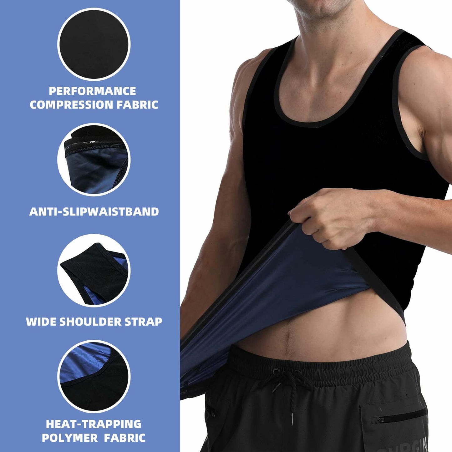 YEESHIN Sauna Sweat Vest for Men Compression Workout Tank Top SM