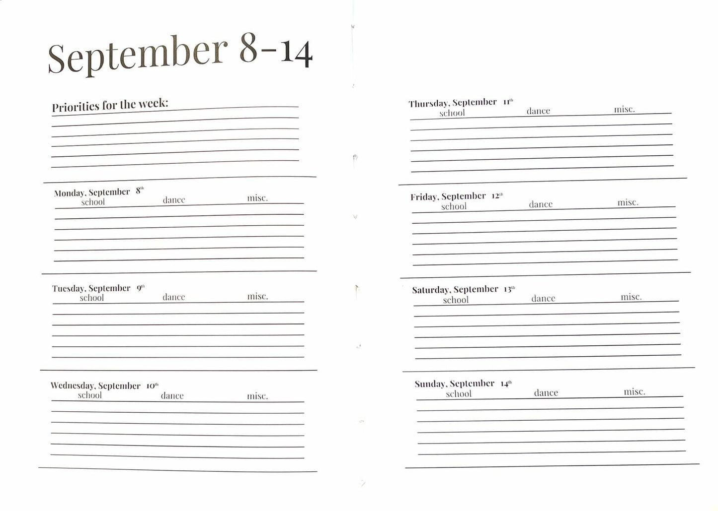 Dance Season Planner 2025-2026 A5 Midnight Motion Monthly Weekly Organizer