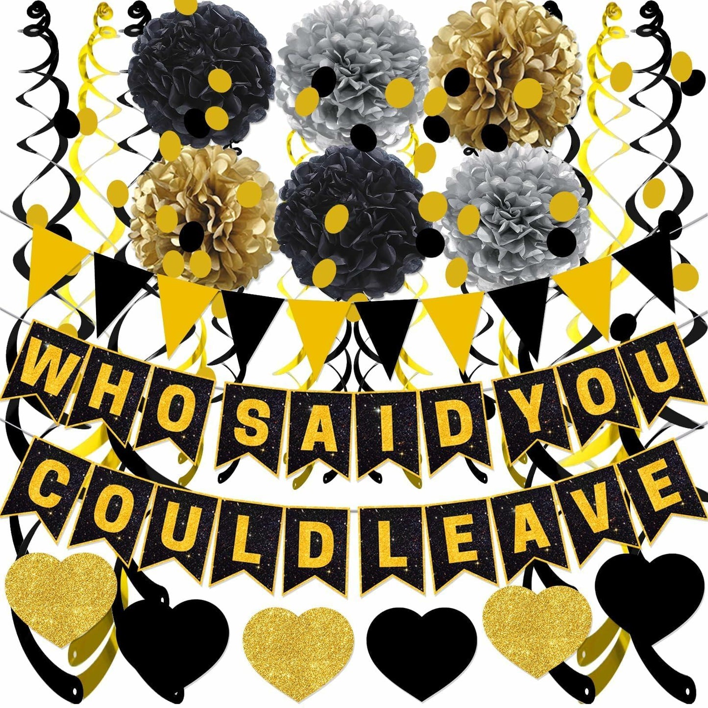 Yavxzvbw Retirement Party Decorations Glitter Gold Black Farewell