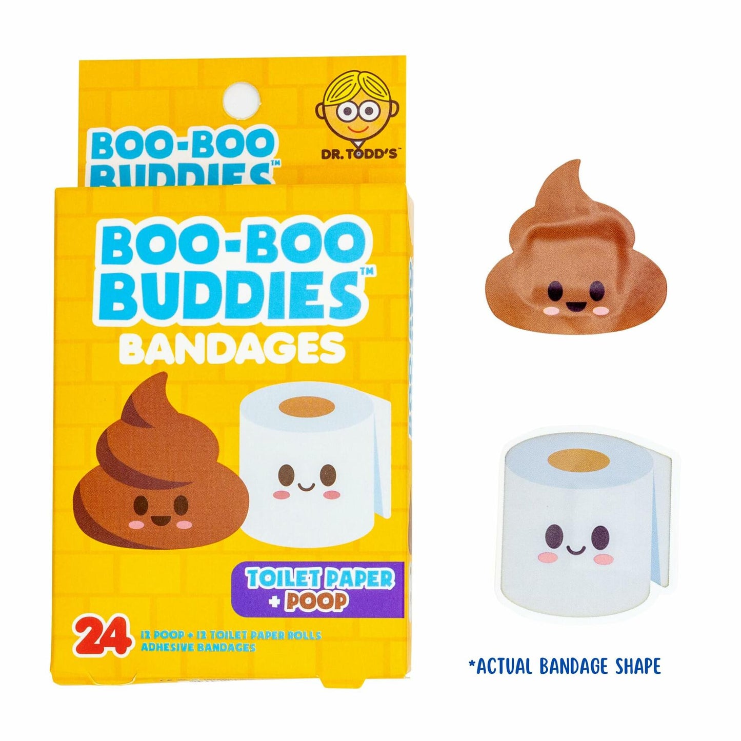 Boo Boo Buddies Kids Adhesive Bandages Sterile 24 Pcs Toilet Paper Poop