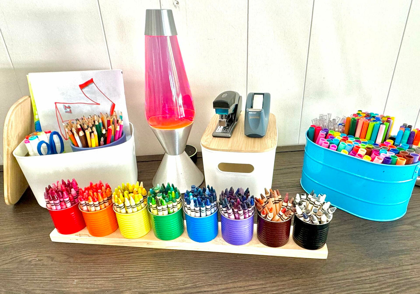 Generic Plastic Stackable Storage Bins with Bamboo Lid 2 PCS White 10x7in