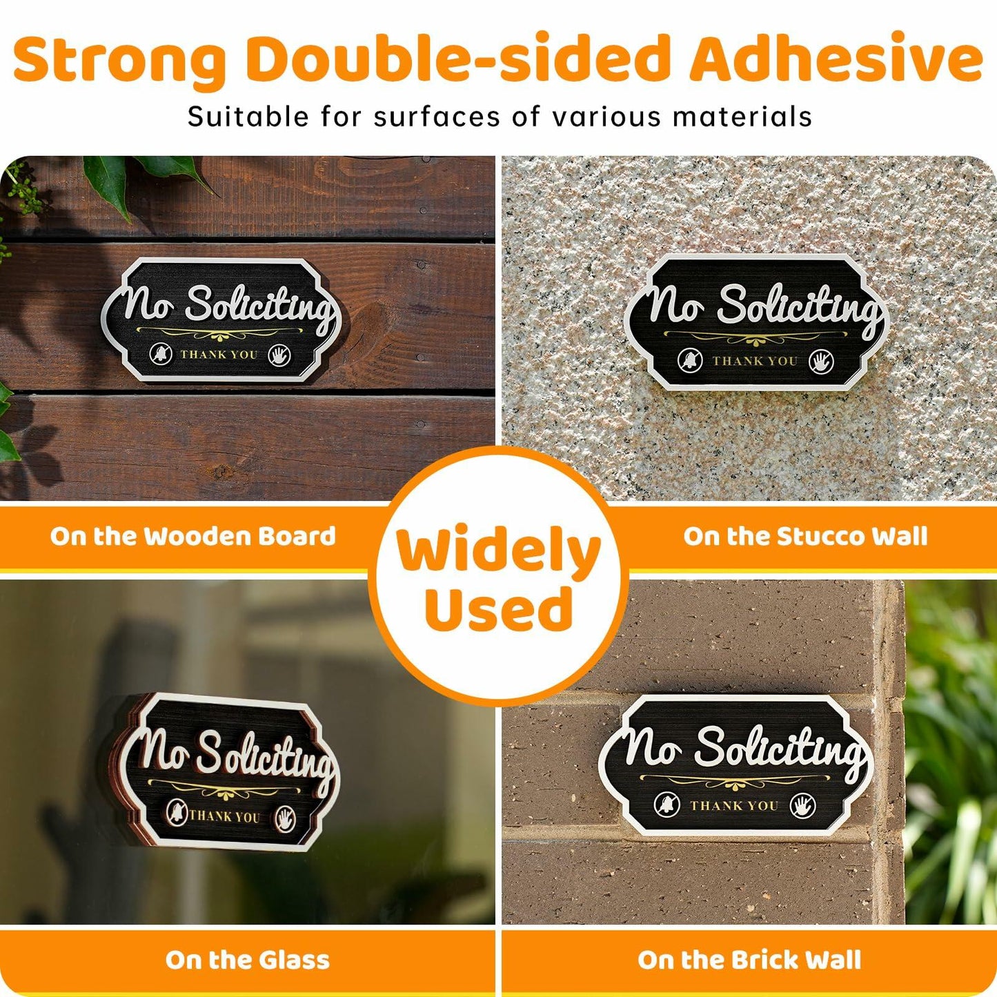 Aurastem No Soliciting Wooden Sign 2 Pcs Small Funny Home Business Decor