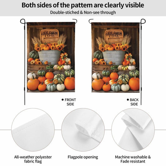Ovitssrk Farm Pumpkins Garden Flag Double-Sided 12.5x18 Inch Autumn Holiday
