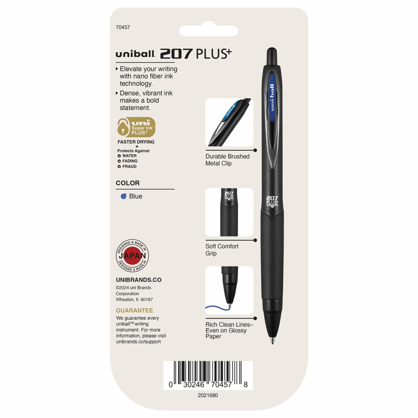 207PLUS+ Gel Pen Retractable 0.7mm Blue Ink 4 Pack