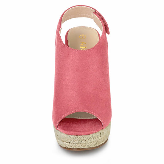 Allegra K Women's Espadrille Platform Wedges Sandals Watermelon Red Size 5.5