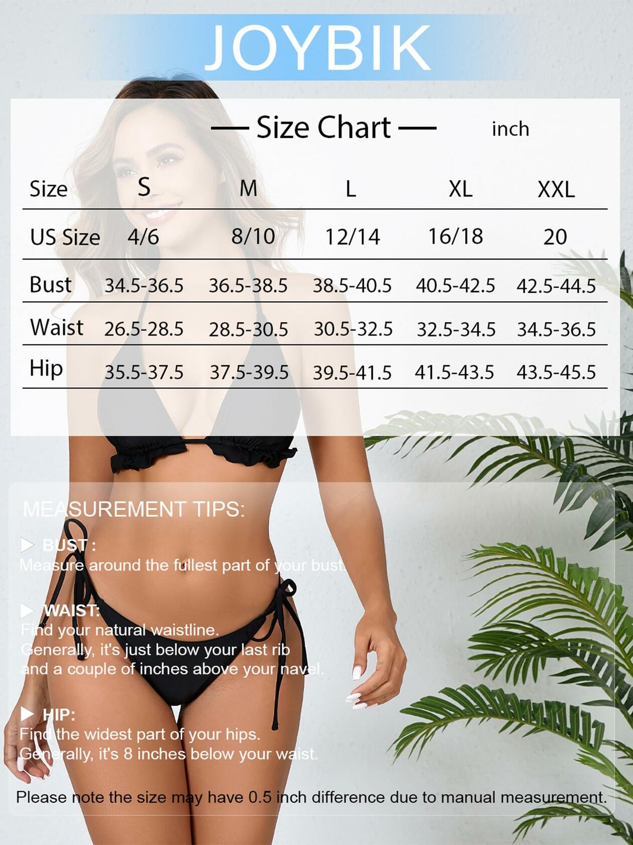 JOYBIK Women’s Ruffled Halter Bikini Set Brown Leopard Print Size S