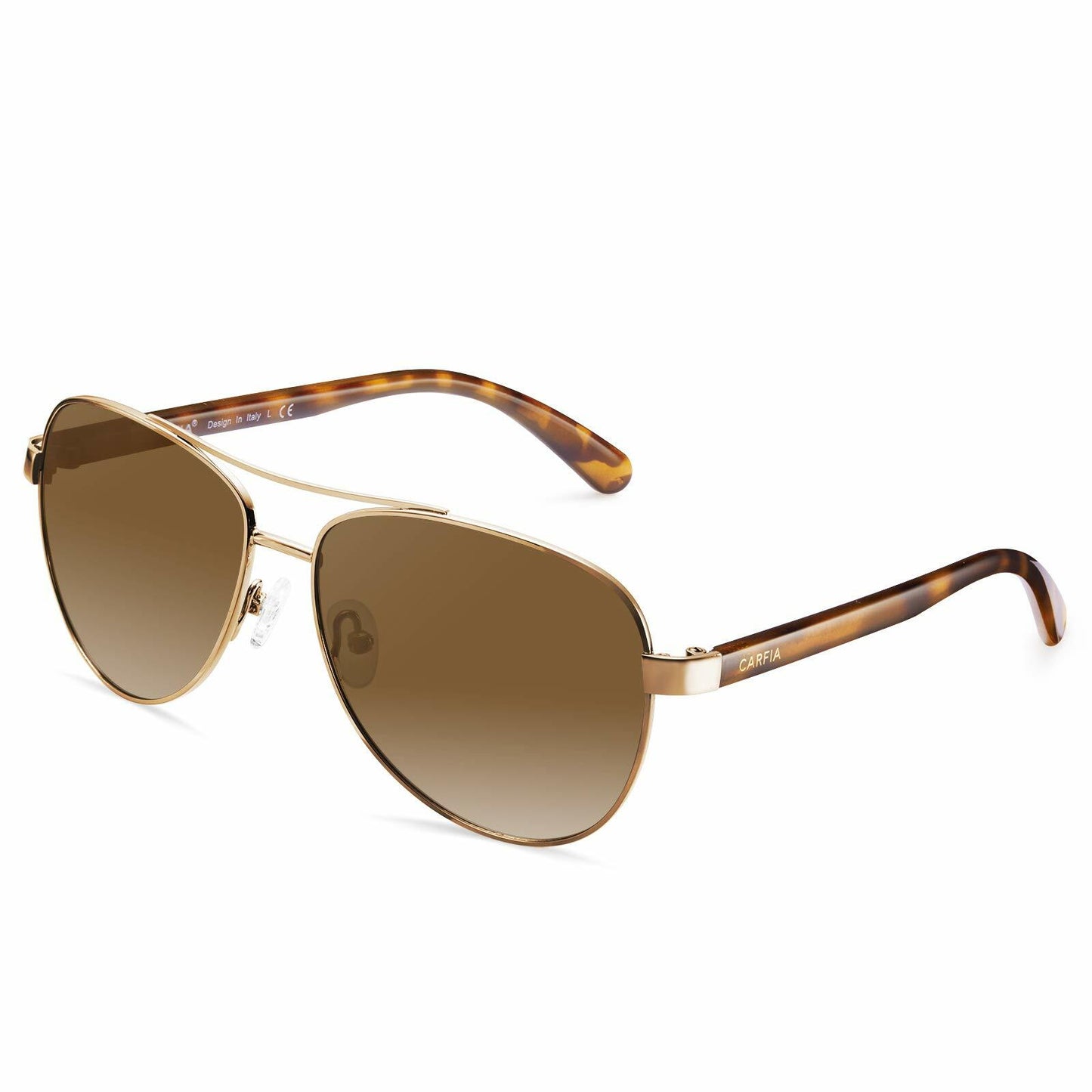 CARFIA Polarized Sunglasses Women Gold Metal Frame Brown Gradient Lens